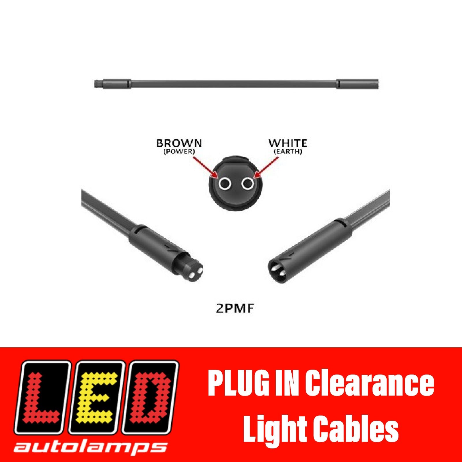 LED AUTOLAMPS PLUG IN CLEARANCE LIGHT WIRING 2.5 METRE