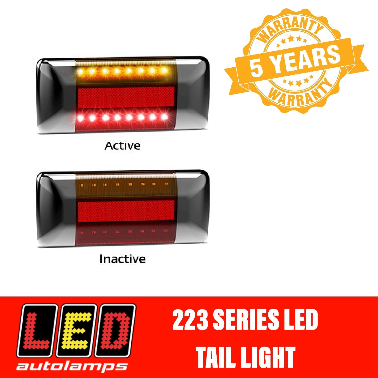 LED Autolamps 223BARM2 Black Cap LED Tail Light Assembly PAIR